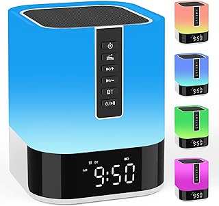 Descubre la Lámpara de Noche Futurista: Reloj Despertador, Altavoz Bluetooth y Luz LED Regulable para un Sueño Perfecto – ¡El Regalo Ideal para Niños!