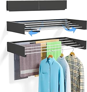 Repara y Organiza: Descubre el Tendedero Pared Plegable Retráctil JUPPLIES de 80cm para Ahorra Espacio y Estilo en Tu Hogar