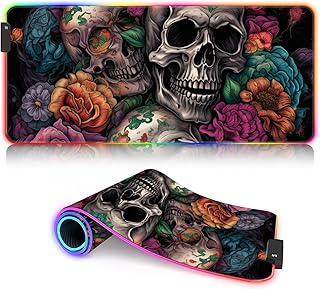 Descubre las Inagotables Utilidades de la Alfombrilla de Ratón BUBELS Skull y Roses XXL RGB: Iluminación Personalizable y Diseño Antideslizante