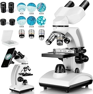 Descubre las Nuevas Tendencias en Microscopía: Microscopio Binocular 40X-1000X con Soporte de Teléfono Móvil para Jovenes Investigadores