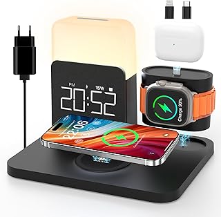 ¡Revoluciona tu Carga! Descubre el Popular 3 en 1 Cargador Inalámbrico 2024 para iPhone, Apple Watch y AirPods – Tu Estación de Carga Esencial con Reloj Despertador y Lámpara LED