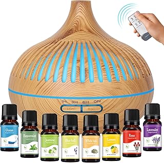 Transforma Tu Espacio: Difusor de Aceites Esenciales GeeRic 500ML y 8 Aceites Aromáticos para un Ambiente Zen y Saludable