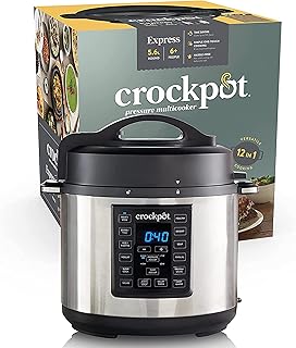 Transforma tu Cocina: Personaliza tus Recetas con la Crockpot Olla Multicooker Express de 5.6 Litros – ¡Cocción Rápida, Lenta y Más en Acero Inoxidable Negro!